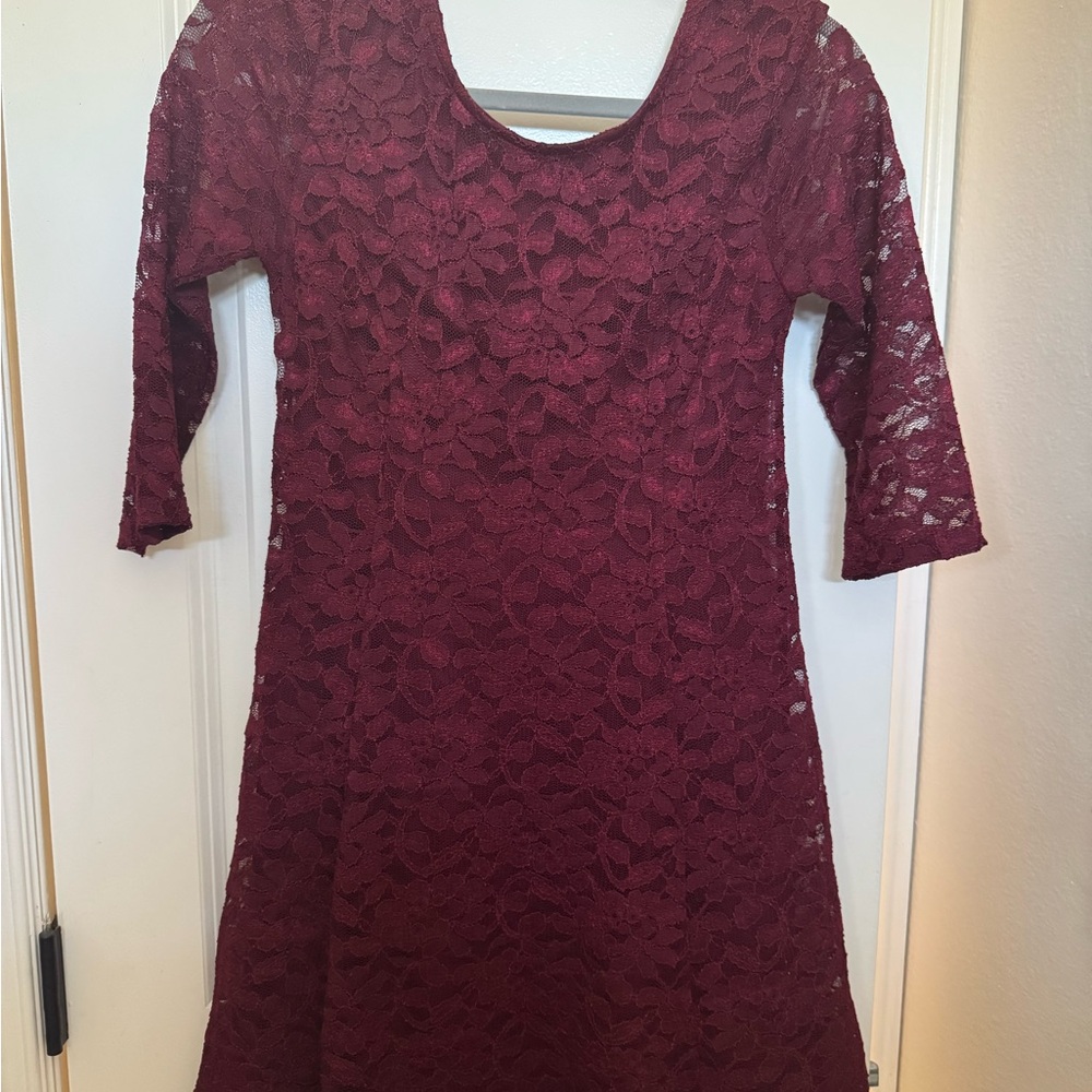 Lush Burgundy Lace Mini Dress